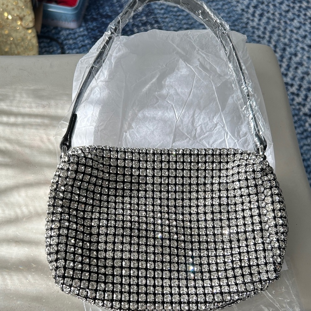 Elegant Silver Crystal Women Bag by Caleesa